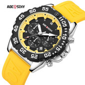 AOCASDIY prabangus prekės ženklo sportinis kvarcinis laikrodis, silikoninis dirželis su dideliu ciferblatu karinis laikrodis, daugiafunkcis, vandeniui atsparus vyriškas laikrodis