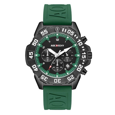 AOCASDIY prabangus prekės ženklo sportinis kvarcinis laikrodis, silikoninis dirželis su dideliu ciferblatu karinis laikrodis, daugiafunkcis, vandeniui atsparus vyriškas laikrodis