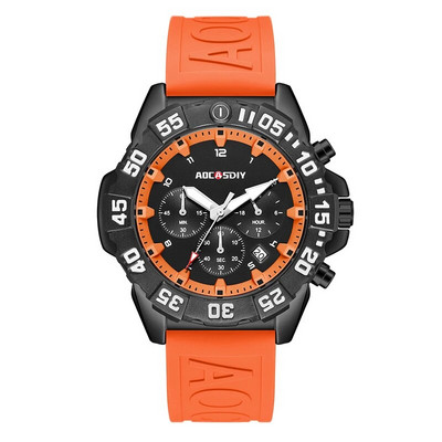 AOCASDIY prabangus prekės ženklo sportinis kvarcinis laikrodis, silikoninis dirželis su dideliu ciferblatu karinis laikrodis, daugiafunkcis, vandeniui atsparus vyriškas laikrodis