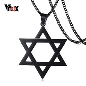 Vnox Megan Star of David pakabukas vyriškas karoliai su 24 colių grandinėle nerūdijančio plieno Izraelio karoliai, 3 spalvų pasirinkimas