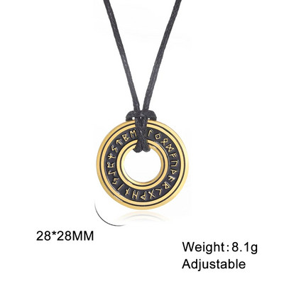 Coliere cu rune nordice de epocă pentru bărbați Rune nordice din oțel inoxidabil Viking Bijuterii păgân Bătrân Futhark Pandantiv Talisman amuletă