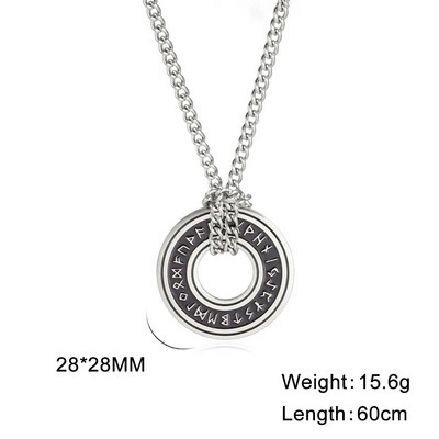 Coliere cu rune nordice de epocă pentru bărbați Rune nordice din oțel inoxidabil Viking Bijuterii păgân Bătrân Futhark Pandantiv Talisman amuletă