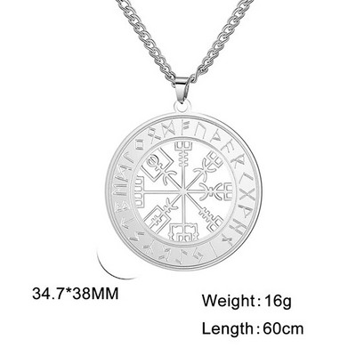 Coliere cu rune nordice de epocă pentru bărbați Rune nordice din oțel inoxidabil Viking Bijuterii păgân Bătrân Futhark Pandantiv Talisman amuletă