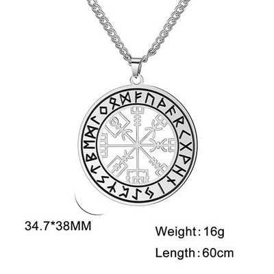 Coliere cu rune nordice de epocă pentru bărbați Rune nordice din oțel inoxidabil Viking Bijuterii păgân Bătrân Futhark Pandantiv Talisman amuletă