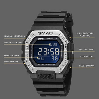 SMAEL Digital Brand Clock LED Αδιάβροχο Auto Date Military Army Πράσινο τετράγωνο ρολόγια χειρός Ανδρικό ρολόι Ψηφιακά αθλητικά ρολόγια 8059