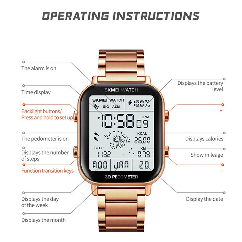 SKMEI 1888 Mood Sport digitaalkellad Meeste Stopper Pöördloend Käekell Kalender Veekindel elektrooniline Kell reloj hombre