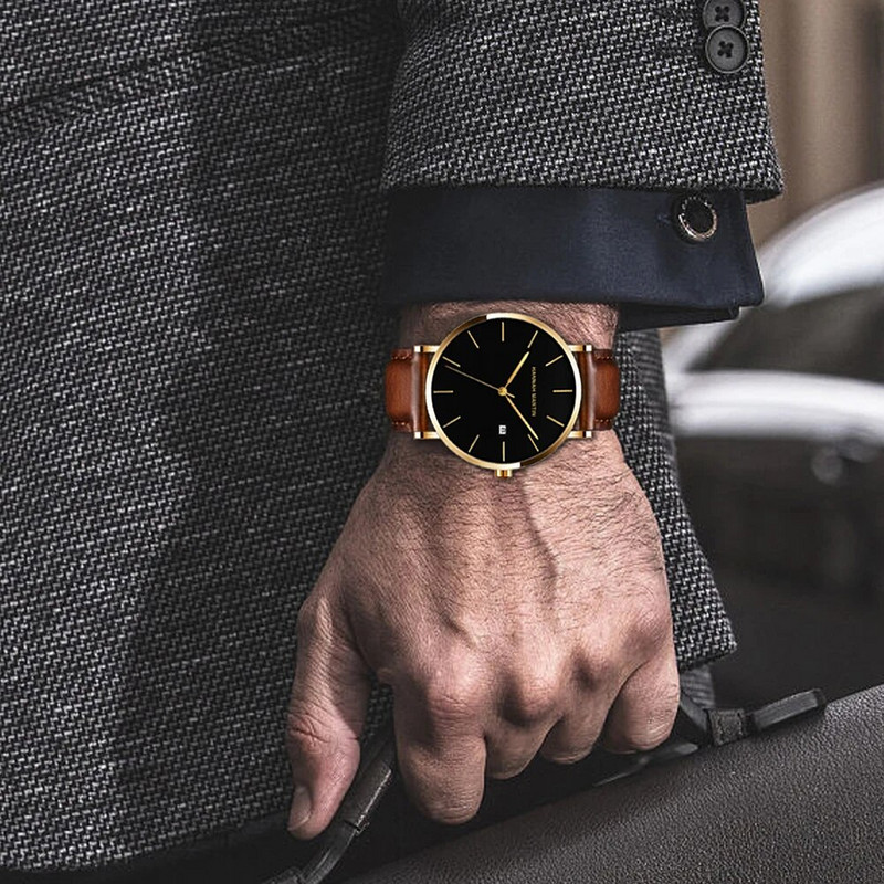 Hannah Martini käekell meestele Jaapani imporditud liikumise originaal 3ATM veekindel moodne lihtne ärikell Relogio Masculino