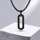 Vnox γεωμετρικά κολιέ για άνδρες Γυναικεία, μενταγιόν σε σχήμα κούφιας καρφίτσας με αλυσίδα κουτιού, κοσμήματα Unisex γιακά από ανοξείδωτο ατσάλι