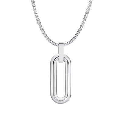 Vnox γεωμετρικά κολιέ για άνδρες Γυναικεία, μενταγιόν σε σχήμα κούφιας καρφίτσας με αλυσίδα κουτιού, κοσμήματα Unisex γιακά από ανοξείδωτο ατσάλι