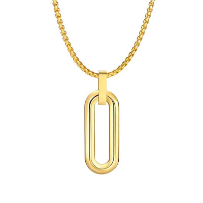 Vnox γεωμετρικά κολιέ για άνδρες Γυναικεία, μενταγιόν σε σχήμα κούφιας καρφίτσας με αλυσίδα κουτιού, κοσμήματα Unisex γιακά από ανοξείδωτο ατσάλι