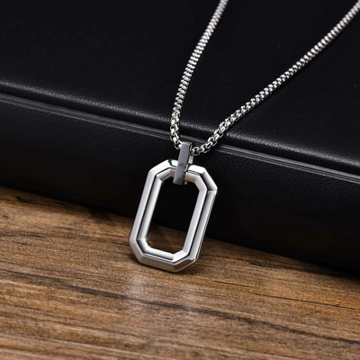Vnox απλά γεωμετρικά κολιέ για άντρες αγόρια, κοίλο τετράγωνο πολύγωνο κολάρο από ανοξείδωτο ατσάλι, κοσμήματα μινιμαλιστικών δώρων