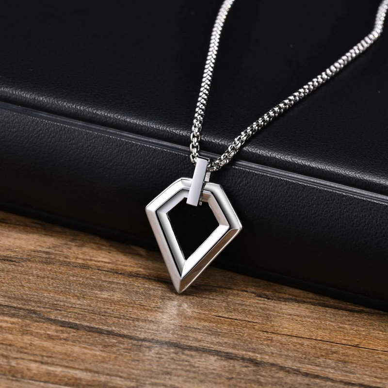 Vnox απλά γεωμετρικά κολιέ για άντρες αγόρια, κοίλο τετράγωνο πολύγωνο κολάρο από ανοξείδωτο ατσάλι, κοσμήματα μινιμαλιστικών δώρων