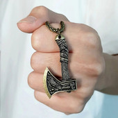 Vnox Vintage Retro Nore Viking kaelakee Thor Mjolnir Haamri ripats meestele Skandinaavia Nodic Amulett Rune Punk Ehted