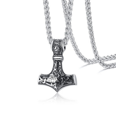 Vnox Vintage Retro Nore Viking kaelakee Thor Mjolnir Haamri ripats meestele Skandinaavia Nodic Amulett Rune Punk Ehted