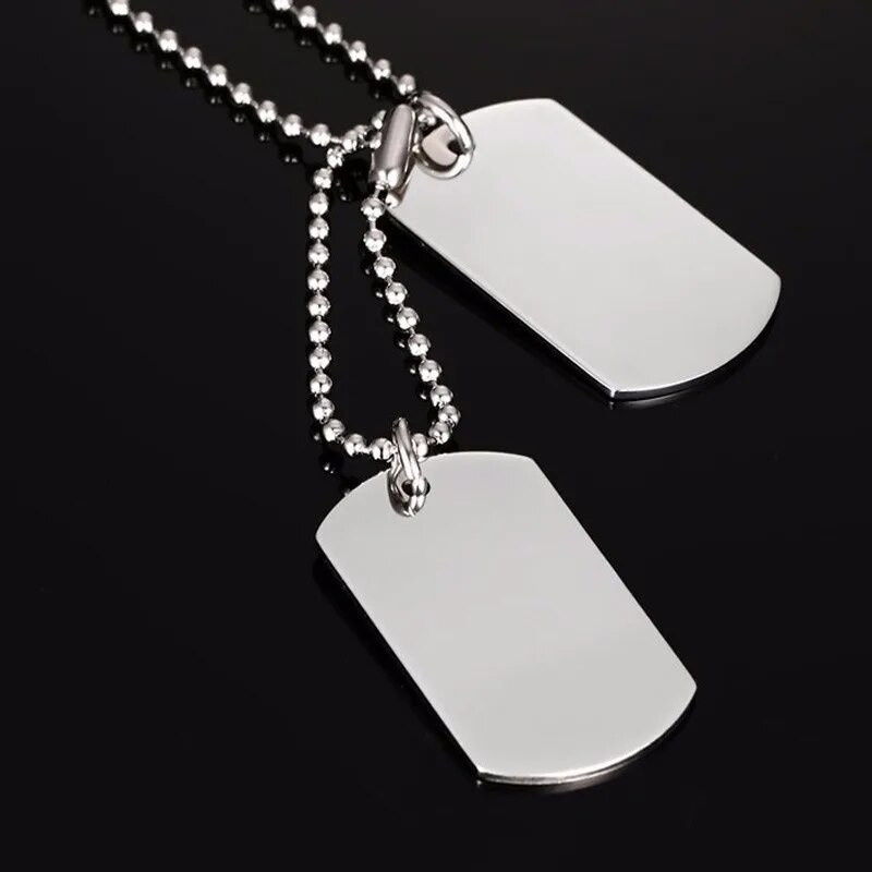 Ανδρικό ορθογώνιο κολιέ με ετικέτα σκύλου από ανοξείδωτο ατσάλι Military Id Tags Army ανδρικό κόσμημα