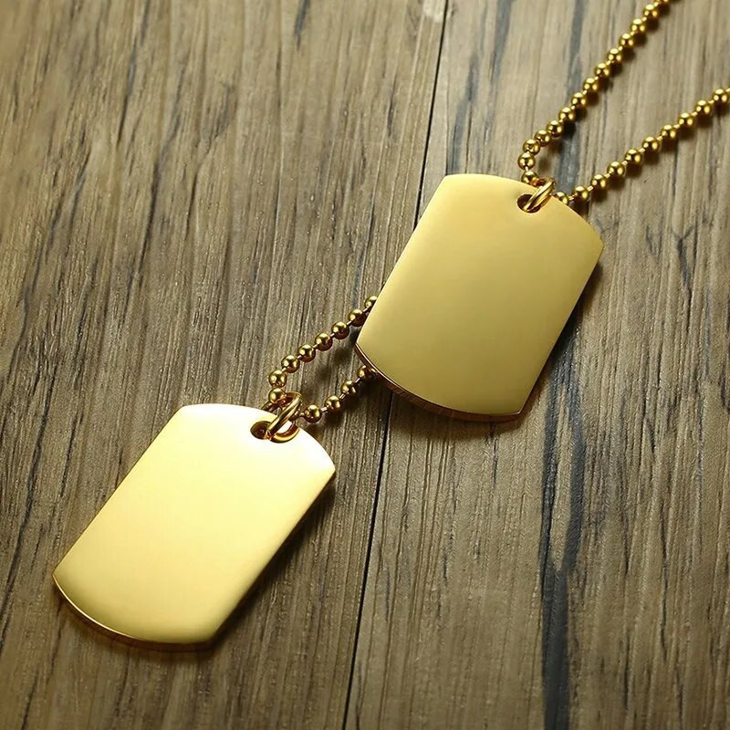 Ανδρικό ορθογώνιο κολιέ με ετικέτα σκύλου από ανοξείδωτο ατσάλι Military Id Tags Army ανδρικό κόσμημα