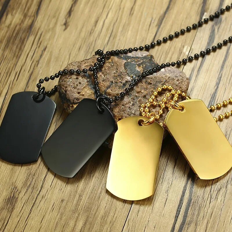 Ανδρικό ορθογώνιο κολιέ με ετικέτα σκύλου από ανοξείδωτο ατσάλι Military Id Tags Army ανδρικό κόσμημα