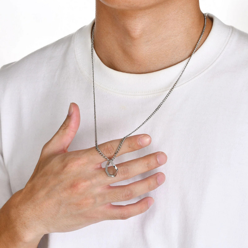 Geomeetrilised ümmargused ripatsiga kaelakeed meestele roostevabast terasest ebaregulaarsed stiilsed minimalistlikud kaelakeede ehted meestele BFF