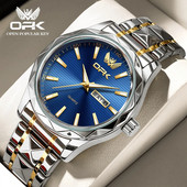 OPK 8164 Originalus kvarcinis vyriškas laikrodis Klasikinis verslo nerūdijančio plieno vandeniui atsparus liuminescencinis laikrodis Madingas Date Week Vyriškas laikrodis