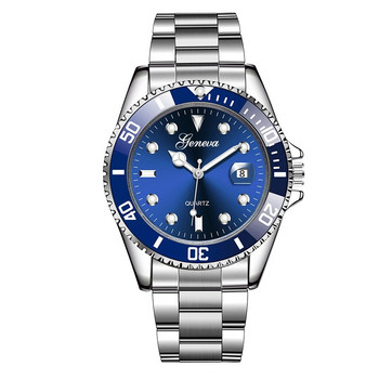 Женева Мъжки часовници с календар Луксозен мъжки спортен часовник от неръждаема стомана Кварцов бизнес часовник Relogio Masculino