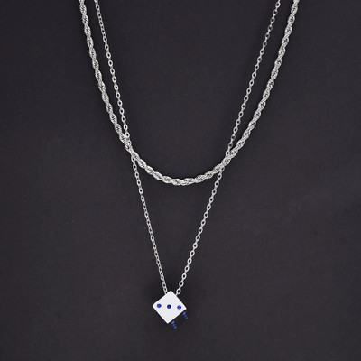 „Vnox“ kauliukų vėrinių rinkinys vyrams, „Game Lover“ nerūdijančio plieno pakabukas, „Cuban Box“ grandinėlės karoliai su sluoksniais