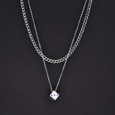 „Vnox“ kauliukų vėrinių rinkinys vyrams, „Game Lover“ nerūdijančio plieno pakabukas, „Cuban Box“ grandinėlės karoliai su sluoksniais