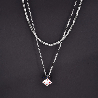 „Vnox“ kauliukų vėrinių rinkinys vyrams, „Game Lover“ nerūdijančio plieno pakabukas, „Cuban Box“ grandinėlės karoliai su sluoksniais