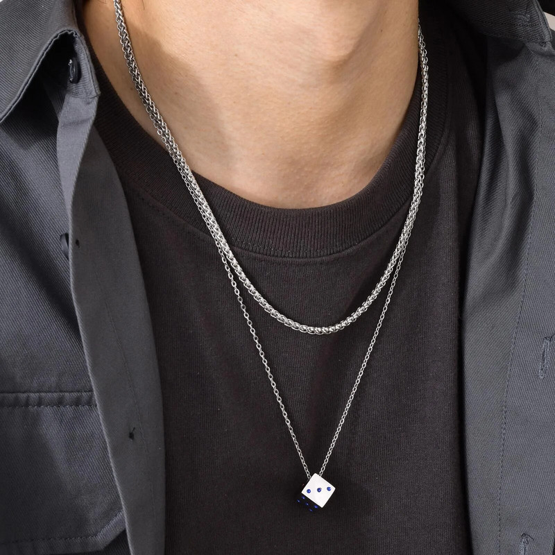 „Vnox“ kauliukų vėrinių rinkinys vyrams, „Game Lover“ nerūdijančio plieno pakabukas, „Cuban Box“ grandinėlės karoliai su sluoksniais