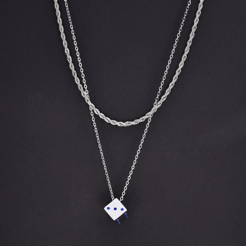 „Vnox“ kauliukų vėrinių rinkinys vyrams, „Game Lover“ nerūdijančio plieno pakabukas, „Cuban Box“ grandinėlės karoliai su sluoksniais