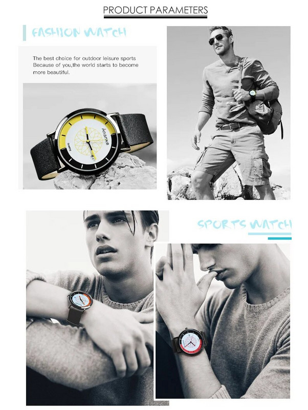 ANANKE vyriški kvarciniai rankiniai laikrodžiai, atsparūs vandeniui ir smūgiams, juodos odinės sagties diržo automatinis pasimatymo laikrodis jaunam vyrui AN03