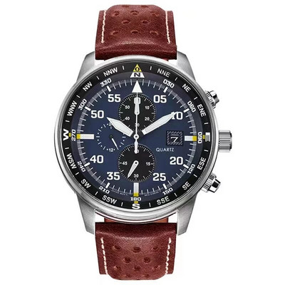 Meeste kuue kontaktiga kronograafiga kvartskell terasrihmaga Eco-drive vasikanahast meeste käekell pimedas helendav veekindel mehhanism