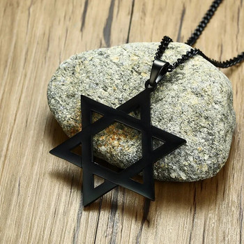 Ανδρικό Κλασικό Κρεμαστό Κολιέ Star of David από ανοξείδωτο ατσάλι Ισραήλ Εβραϊκό κόσμημα 24 ιντσών
