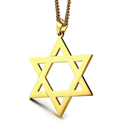 Meeste klassikaline David Stari ripatsiga kaelakee roostevabast terasest Israeli juudi ehted 24 tolli