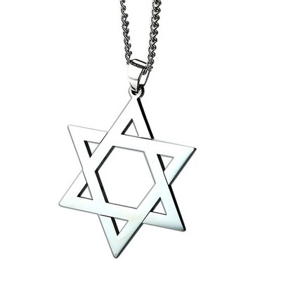 Meeste klassikaline David Stari ripatsiga kaelakee roostevabast terasest Israeli juudi ehted 24 tolli