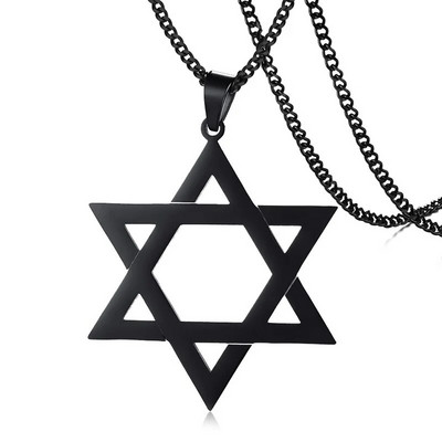 Meeste klassikaline David Stari ripatsiga kaelakee roostevabast terasest Israeli juudi ehted 24 tolli