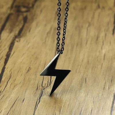 Vnox stilingi žaibo pakabukai vyrams juodi antikvariniai nerūdijančio plieno karoliai vintažinės vyriškos apykaklės