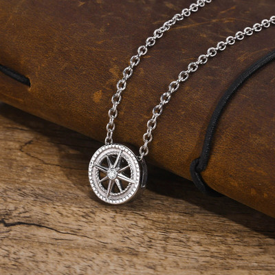 Stilingi vyriški žvaigždžių karoliai, vandeniui atsparus nerūdijančio plieno apvalus aštuntukas Awn Star pakabukas apykaklės dovana jam papuošalai