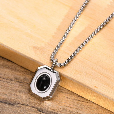 Sluoksniuoti juodi kvadratiniai karoliai vyrams, papuošalai, geometrinis pakabukas, nerūdijančio plieno kubietiškos Figaro kviečių dėžutės grandinėlė, laisvalaikio apykaklė