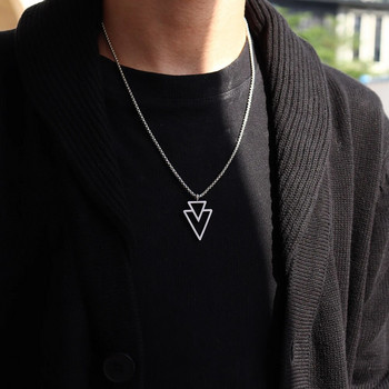 Νέο Μόδα Τρίγωνο Κρεμαστό Κολιέ Ανδρικό Δώρο Κοσμήματα από Ανοξείδωτο Ατσάλι 2,5mm