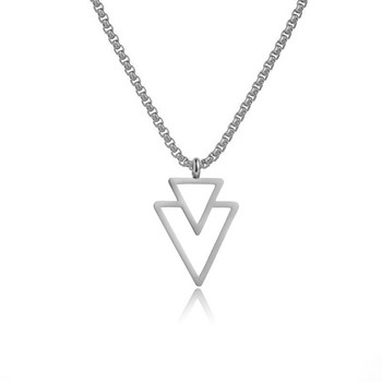 Νέο Μόδα Τρίγωνο Κρεμαστό Κολιέ Ανδρικό Δώρο Κοσμήματα από Ανοξείδωτο Ατσάλι 2,5mm