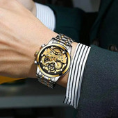 Vyriškas laikrodis tuščiaviduris visiškai automatinis vandeniui atsparus laikrodis, šviečiantis kvarcinis laikrodis