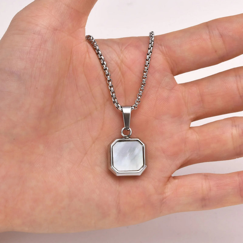 Meeste stiilsed geomeetrilised ruudukujulised kivist kaelakeed, 15 mm karbiketi ripats, vabaaja meeste kaelarihm, kaelarihm, ehted