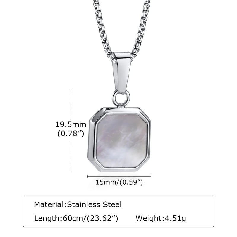 Meeste stiilsed geomeetrilised ruudukujulised kivist kaelakeed, 15 mm karbiketi ripats, vabaaja meeste kaelarihm, kaelarihm, ehted