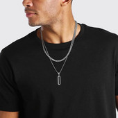 Κολιέ κρεμαστό κόσμημα από ανοξείδωτο χάλυβα κοίλο γεωμετρικό κολιέ με αλυσίδα κουτιού, δώρο κοσμήματος με κολάρο για άντρες