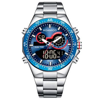 Ανδρικά ανδρικά ρολόγια από ανοξείδωτο ατσάλι Κορυφαία μάρκα πολυτελείας αθλητικά ανδρικό ψηφιακό αναλογικό μπλε χαλαζία ανδρικό ρολόι BOAMIGO 2022