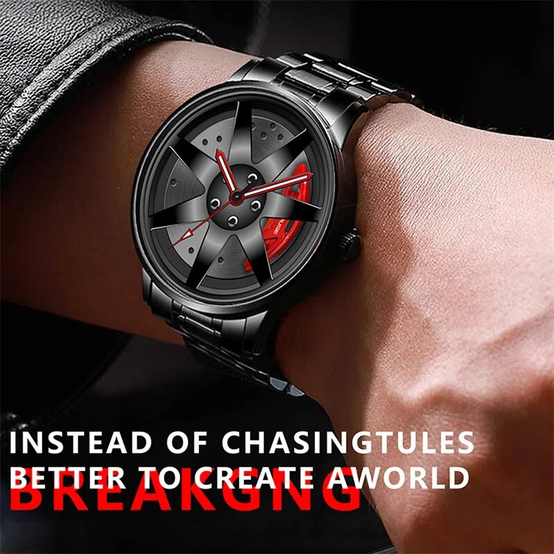 BORUSE Fashion meeste autokellad meestele Sport veekindel kvartsist käekell roostevabast terasest rattarummuga käekell