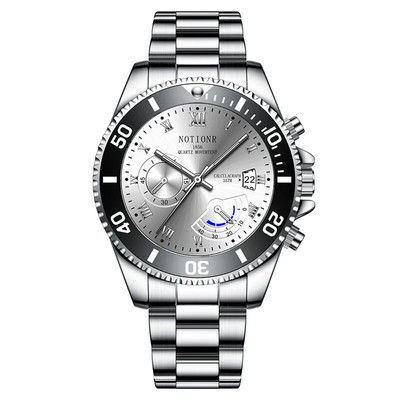 NOTIONR Mood meeste rohelised käekellad Meeste kalender Kvartsist randmekell Luksuslik meeste äri roostevabast terasest käekell montre homme