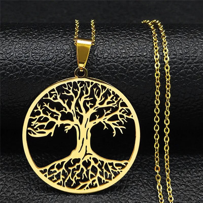 2023 Tree of Life Roostevabast terasest pikk kaelakee meestele musta värvi kaelakeed ja ripatsid Ehted cadenas para hombre N834S03