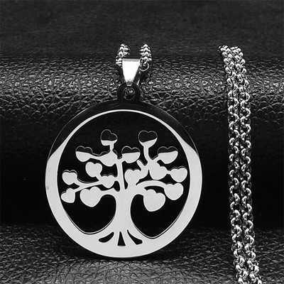 2023 Tree of Life Roostevabast terasest pikk kaelakee meestele musta värvi kaelakeed ja ripatsid Ehted cadenas para hombre N834S03