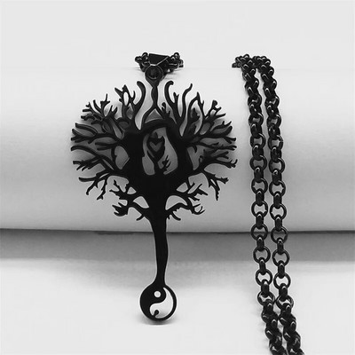 2023 Tree of Life Roostevabast terasest pikk kaelakee meestele musta värvi kaelakeed ja ripatsid Ehted cadenas para hombre N834S03
